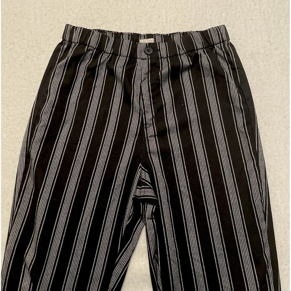 Brandy Melville John Galt Pants Womens 24 Black Stripe Mid Rise Elastic Waist